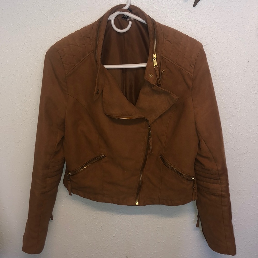 DIVIDED faux suede motorcycle jacket